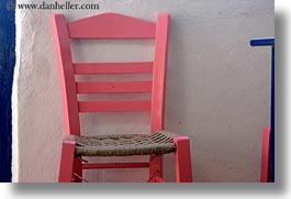 amorgos, chairs, europe, greece, horizontal, pink, photograph