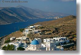 amorgos, bay, churches, europe, greece, horizontal, mountains, scenics, tholaria, photograph