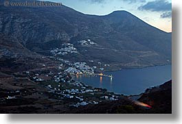 amorgos, bay, dusk, europe, greece, horizontal, mountains, scenics, slow exposure, photograph