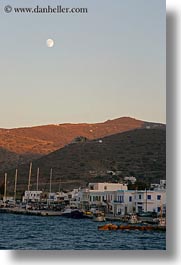 amorgos, europe, full, greece, moon, mountains, over, scenics, towns, vertical, photograph