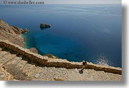 amorgos, cliffs, europe, greece, horizontal, ocean, people, scenics, stairs, photograph