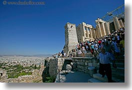 acropolis, athens, crowds, europe, greece, horizontal, tourists, photograph