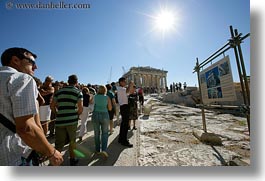acropolis, athens, crowds, europe, greece, horizontal, nature, parthenon, sky, sun, viewing, photograph