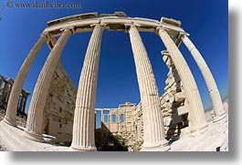 acropolis, athens, erectheion, europe, fisheye lens, greece, horizontal, photograph