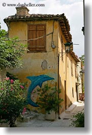 arts, athens, blues, buildings, dolphins, europe, graffiti, greece, old, oranges, vertical, photograph
