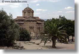 athens, churches, europe, greece, horizontal, palm trees, photograph