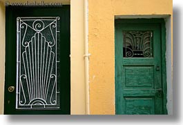 athens, doors, europe, greece, green, horizontal, oranges, walls, photograph