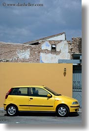 athens, cars, europe, greece, vertical, walls, yellow, photograph