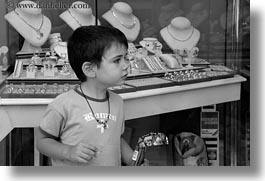 athens, black and white, boys, europe, greece, horizontal, jewely, people, stores, photograph