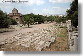 ancient, architectural ruins, athens, byantine, churches, europe, greece, horizontal, roads, photograph