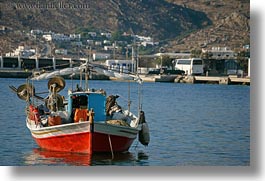 blues, boats, europe, greece, horizontal, mykonos, red, tops, photograph