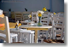 chairs, europe, flowers, greece, horizontal, mykonos, tables, photograph