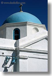 blues, churches, domed, europe, greece, mykonos, vertical, white wash, photograph