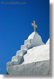 churches, crosses, europe, greece, mykonos, tops, vertical, white wash, photograph