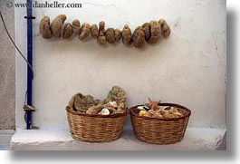 baskets, europe, greece, horizontal, mykonos, seas, sponges, photograph