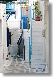 europe, greece, lots, mykonos, stairs, vertical, white wash, photograph