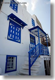 blues, buildings, europe, greece, houses, naxos, trim, vertical, white wash, photograph