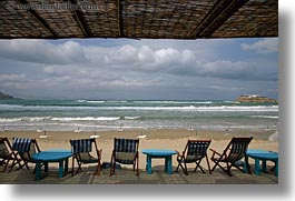 beaches, chairs, clouds, deck, europe, folding, greece, horizontal, nature, naxos, sky, photograph