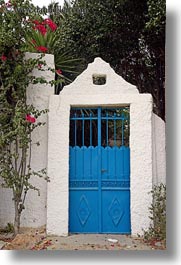 blues, doors, doors & windows, europe, flowers, greece, metal, naxos, vertical, photograph