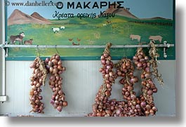 europe, farm, foods, greece, horizontal, murals, naxos, onions, red, photograph