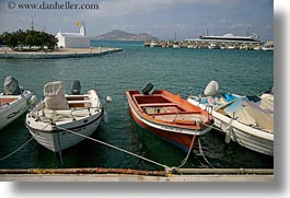 boats, europe, greece, harbor, horizontal, naxos, piers, tied, photograph