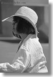 asian, black and white, clothes, europe, greece, hats, naxos, people, sunglasses, vertical, womens, photograph