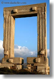 arches, architectural ruins, buildings, europe, greece, moon, naxos, structures, temple of apollo, vertical, photograph