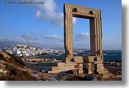 arches, architectural ruins, buildings, clouds, europe, greece, horizontal, nature, naxos, sky, structures, temple of apollo, towns, photograph