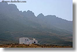 churches, europe, greece, horizontal, mountains, range, tinos, photograph