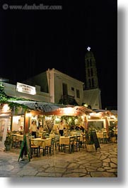 europe, greece, nite, outdoors, restaurants, tinos, vertical, photograph