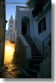 bell towers, dusk, europe, greece, nite, slow exposure, stairs, tinos, vertical, photograph