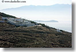 europe, greece, hills, horizontal, islands, ocean, scenics, tinos, towns, photograph