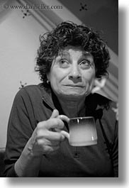 angela, angela lo re, black and white, coffee, cups, europe, groups, hungary, people, senior citizen, vertical, womens, photograph