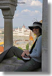 brunette, budapest, clothes, emotions, europe, groups, hair, hats, hungary, lori, people, smiles, sunglasses, vertical, womens, photograph