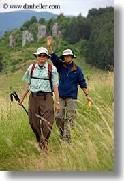 clothes, europe, groups, hats, hiking, hungary, marilyn, marilyn philip warden, men, people, philip, senior citizen, sunglasses, vertical, womens, photograph