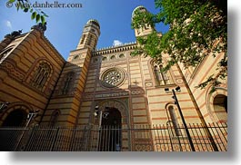 archways, budapest, buildings, clock tower, europe, exteriors, facades, horizontal, hungary, structures, synagogue, towers, photograph