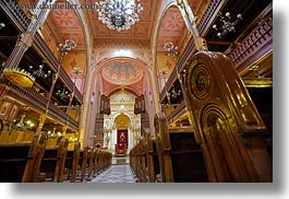 budapest, buildings, europe, furniture, horizontal, hungary, interiors, jewish, pews, religious, synagogue, temples, photograph
