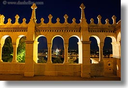 arches, archways, budapest, castle hill, castles, europe, horizontal, hungary, long exposure, nite, structures, walls, photograph