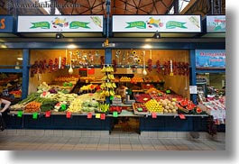 budapest, central market hall, europe, foods, fruits, horizontal, hungary, stands, photograph