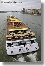 boats, budapest, cruise, danube, europe, hungary, riverboat cruise ship, rivers, ships, vertical, photograph