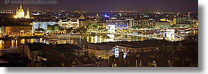 budapest, buildings, cityscapes, danube, europe, horizontal, hungary, long exposure, nite, panoramic, structures, photograph