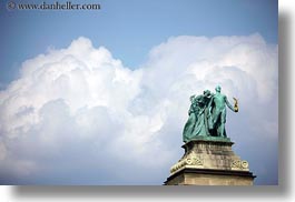 arts, bronze, budapest, clouds, europe, heroes square, horizontal, hungary, landmarks, materials, monument, nature, sky, statues, unknown, photograph