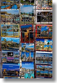 budapest, europe, hungary, postcards, racks, vertical, photograph
