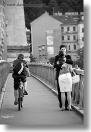 black and white, budapest, couples, cyclists, emotions, europe, hungary, hungging, men, people, romantic, vertical, womens, photograph