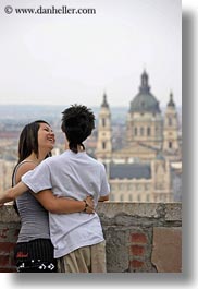 budapest, cityscapes, conceptual, couples, emotions, europe, hungary, men, overlooking, people, romantic, smiles, vertical, womens, photograph