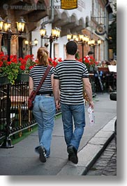 budapest, conceptual, couples, emotions, europe, hungary, men, people, romantic, shirts, striped, vertical, walking, womens, photograph