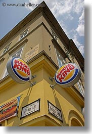 budapest, burgers, europe, hungary, kings, perspective, signs, upview, vertical, photograph
