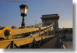 bridge, budapest, europe, horizontal, hungary, lamp posts, structures, szechenyi chain bridge, photograph