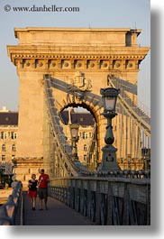across, bridge, budapest, europe, hungary, people, structures, szechenyi chain bridge, vertical, walking, photograph