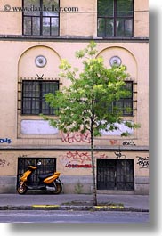 budapest, europe, hungary, motorcycles, transportation, trees, vertical, photograph
